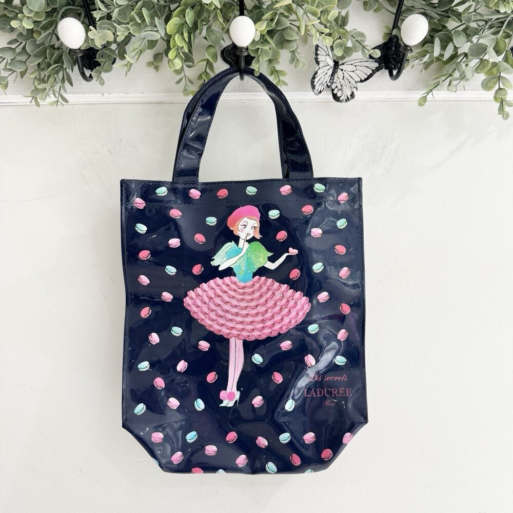 Ladurée Les Secrets navy patent vinyl tote Ballerina Coquette Core Whimsy CP